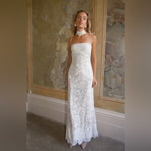 Elegant White Lace Midi Dress